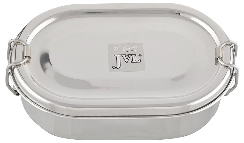 JVL VL Stainless Steel Lunch Box for Kids, Single Layer Tiffin Box with Inner Plate, Ideal for School, Office & Travel (Capsule Shape) - Image 1