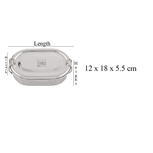 JVL VL Stainless Steel Lunch Box for Kids, Single Layer Tiffin Box with Inner Plate, Ideal for School, Office & Travel (Capsule Shape) - Image 2