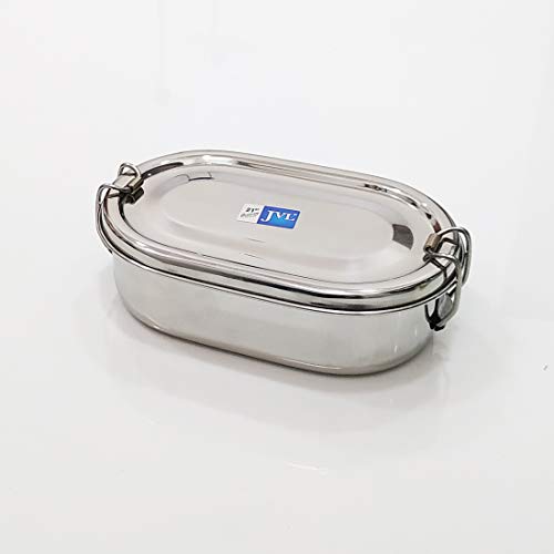 JVL VL Stainless Steel Lunch Box for Kids, Single Layer Tiffin Box with Inner Plate, Ideal for School, Office & Travel (Capsule Shape) - Image 5