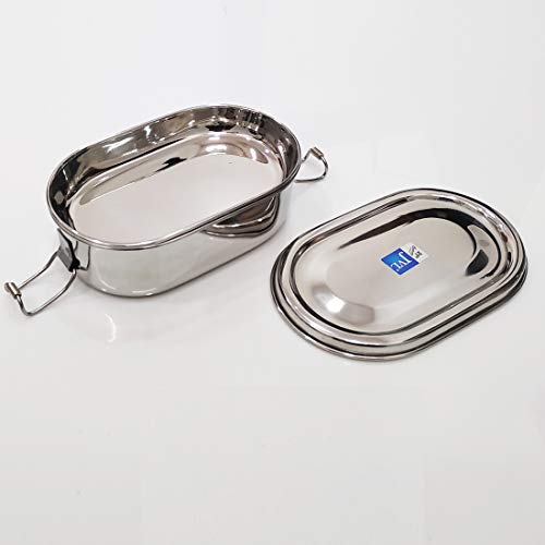 JVL VL Stainless Steel Lunch Box for Kids, Single Layer Tiffin Box with Inner Plate, Ideal for School, Office & Travel (Capsule Shape) - Image 4