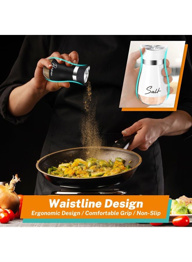 Arrozon Salt and Pepper Shakers Set with Holder,4 oz Bottom Salt Shaker with Stainless Steel Lid for Kitchen Gadgets Cooking Table Housewarming Gift Christmas Decor Refillable Design (Black + White) - Image 5