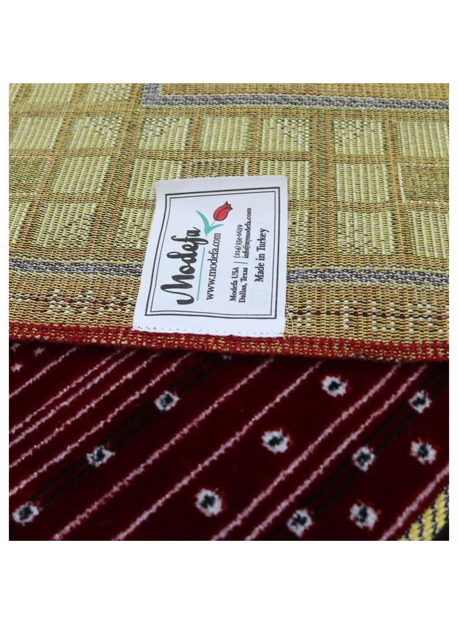 Modefa Prayer Mat - Thin Lightweight Velvet Turkish Muslim Prayer Rug - Prayer Rug Islam Men - Islamic Prayer Rug Sajjadah Prayer Mats Namaz Mat for Salah Islamic Gift Car Hanger - Vined Arch (Red) - Image 3