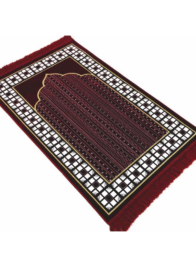 Modefa Prayer Mat - Thin Lightweight Velvet Turkish Muslim Prayer Rug - Prayer Rug Islam Men - Islamic Prayer Rug Sajjadah Prayer Mats Namaz Mat for Salah Islamic Gift Car Hanger - Vined Arch (Red) - Image 5