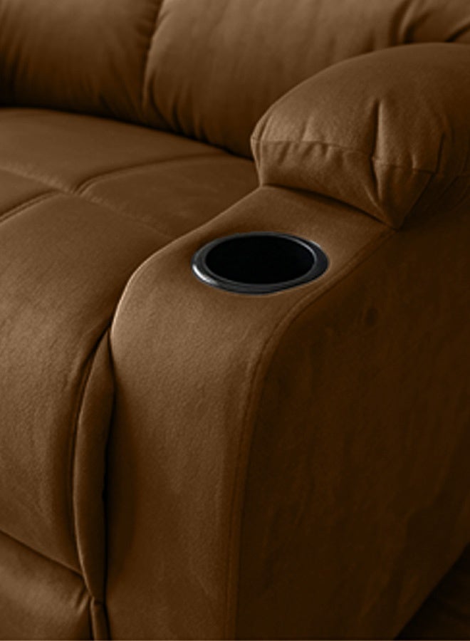 REGAL IN HOUSE Cinematic Velvet Upholstered Classic Recliner Chair With Bed Mode - Brown - 90x95x80cm - Image 4