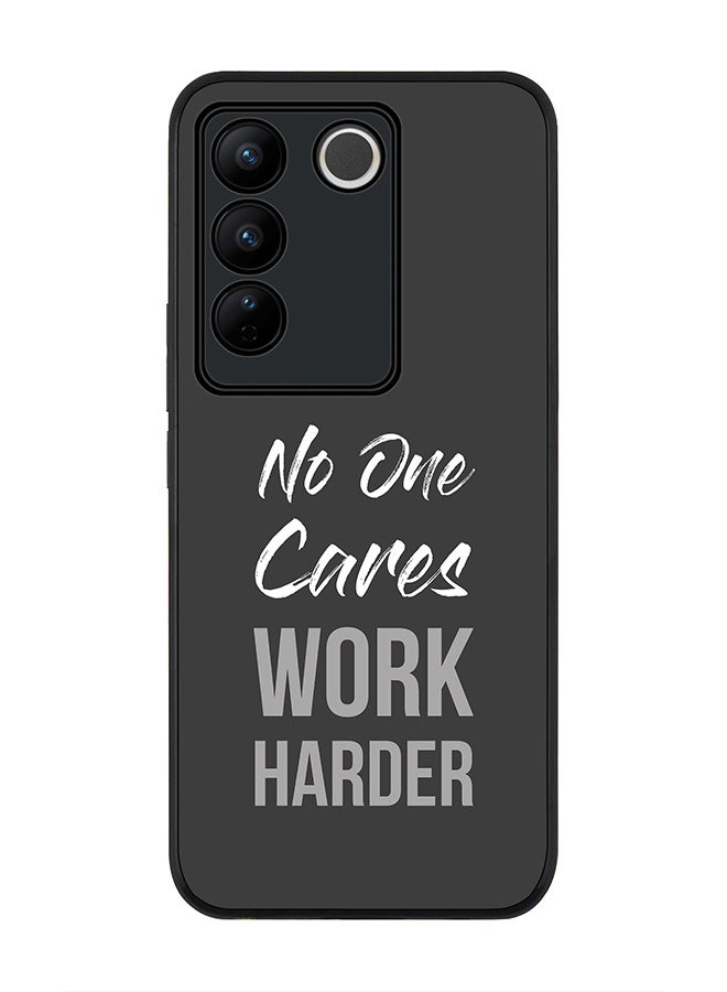 Stylizedd Rugged Black Edge case for Vivo V27 / Vivo V27 Pro / Vivo S16, Slim fit Soft Case Flexible Rubber Edges Anti Drop TPU Gel Thin Cover -  Work Harder - Image 1