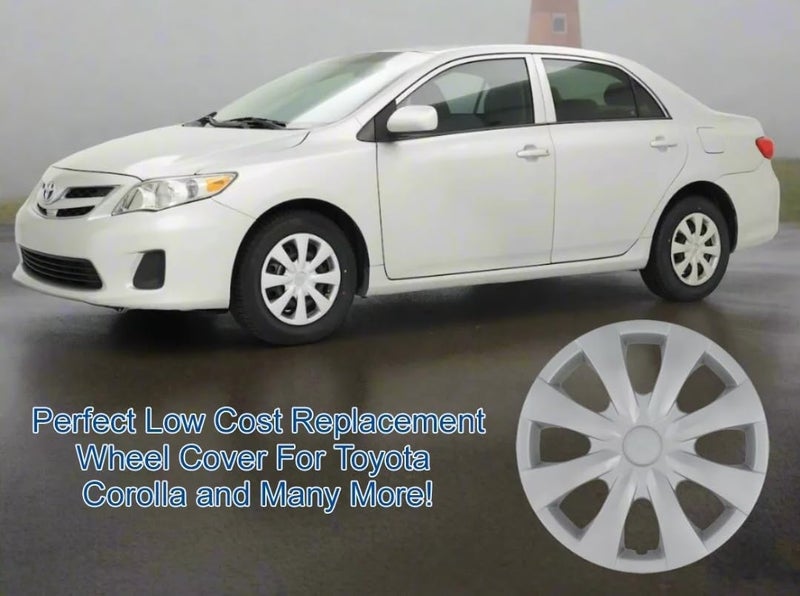 MARROW 15 Inch Wheel Covers Hubcaps for 2009-2013 Toyota Corolla - Set of 4, Silver, 8 Spoke, Plastic - Image 5