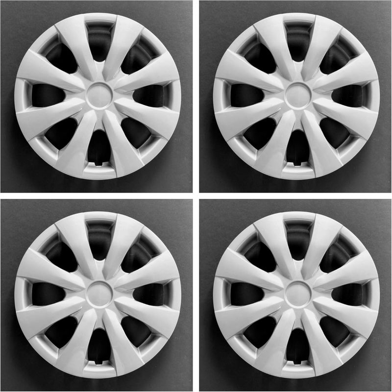 MARROW 15 Inch Wheel Covers Hubcaps for 2009-2013 Toyota Corolla - Set of 4, Silver, 8 Spoke, Plastic - Image 1