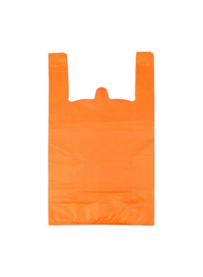 LazyMe LazyMe T Shirt Bags Grocery Plastic Bags with Handles Shopping Bags in Bulk Restaurant Bags, 12 x 20 inch (Orange 100 Pcs) - Image 1