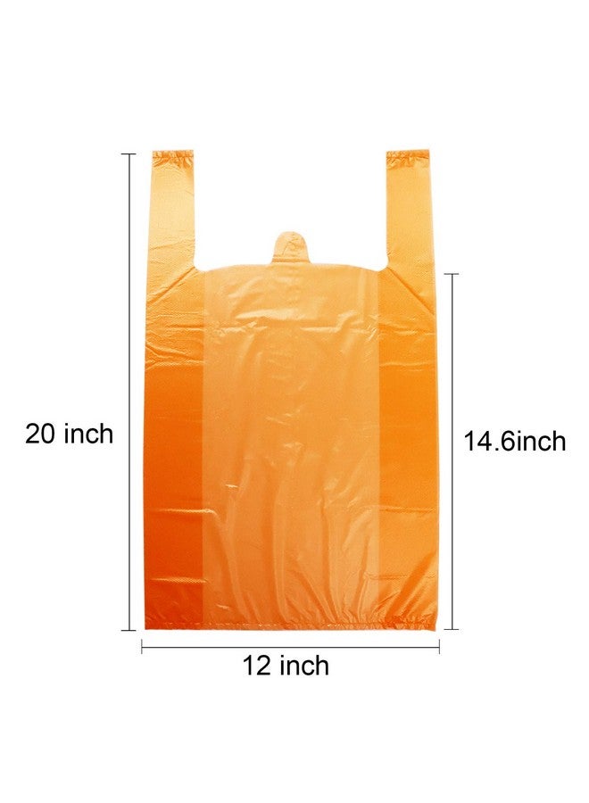 LazyMe LazyMe T Shirt Bags Grocery Plastic Bags with Handles Shopping Bags in Bulk Restaurant Bags, 12 x 20 inch (Orange 100 Pcs) - Image 2
