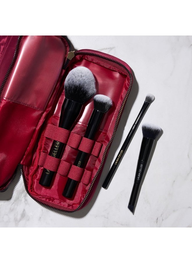 LAURA GELLER NEW YORK LAURA GELLER NEW YORK Quilted Makeup Bag with Brush Case, Burgundy - Toiletry Bag Organizer for Travel - Large Capacity Full Size Makeup Bag - Easy to Clean  - Image 5