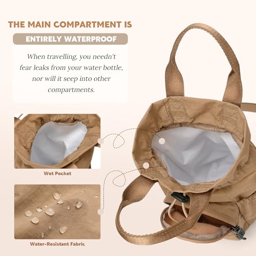 GOLF QUALITY Large Water Bottle Bag for 32404264oz Water BottleCasual Drawstring Crossbody Water Cup BagBrown - Image 3