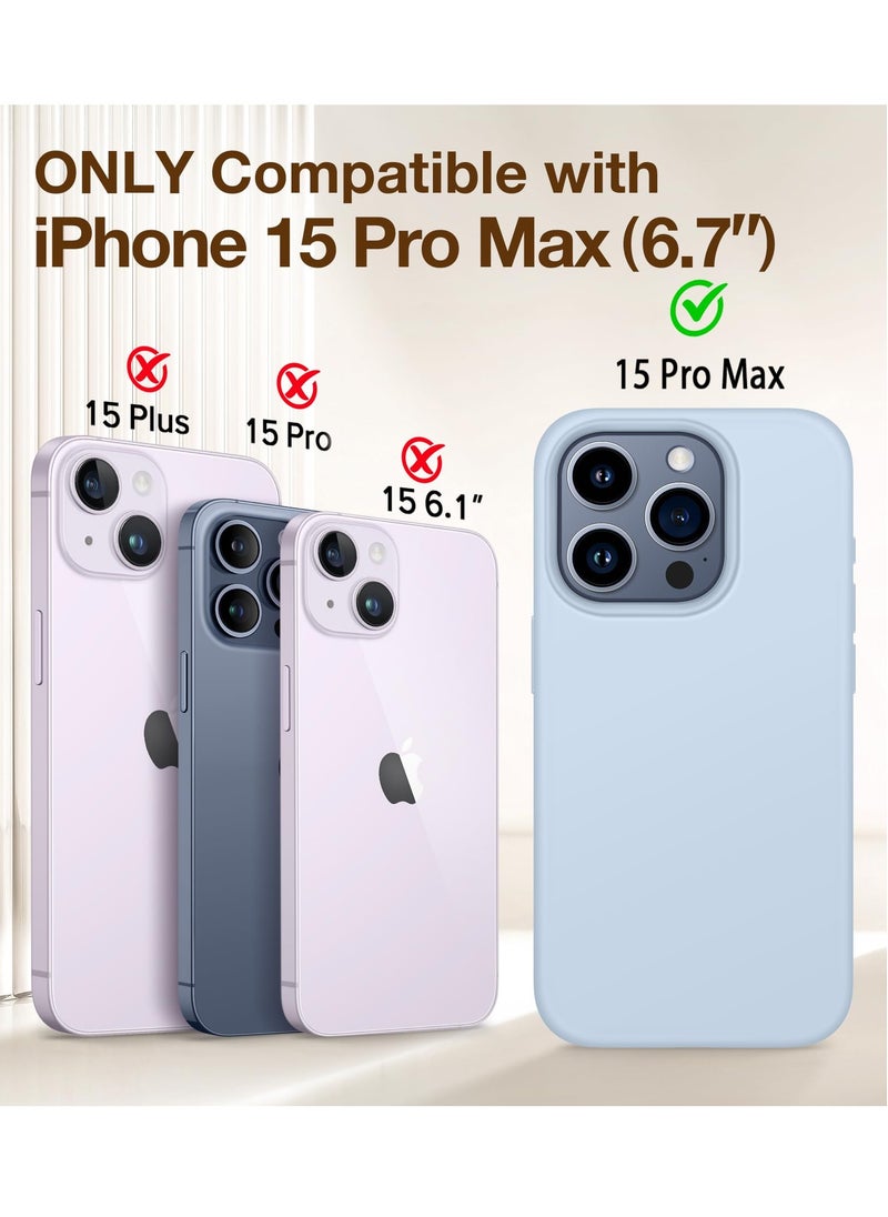 Houmt - iPhone 15 Pro Max Case Silicone with 1X Camera Protector+ 1X Screen Protector Compatible with iPhone 15 Pro Max Cover Liquid Soft Silicone Inside Microfiber Lining Slim Thin Protective Case Cover - Image 1