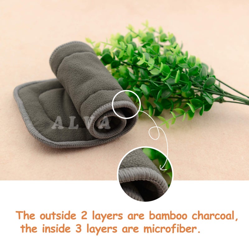 ALVABABY أ inserts ALVABABY القابلة لإعادة الاستخدام 5 طبقات 6 عبوات لحفاضات القماش للأطفال وأغطية حفاضات القماش 6ZTN - Image 2