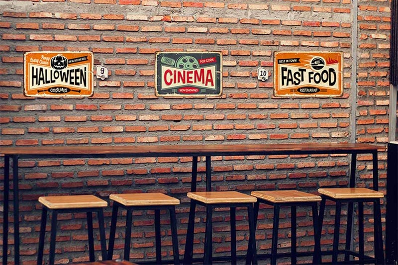 AOYEGO Cinema Tin Sign,Tickets Here Pop Corn and Movie Now Showing Vintage Metal Tin Signs for Cafes Bars Pubs Shop Wall Decorative Funny Retro Signs for Men Women 8x12 Inch - Image 4
