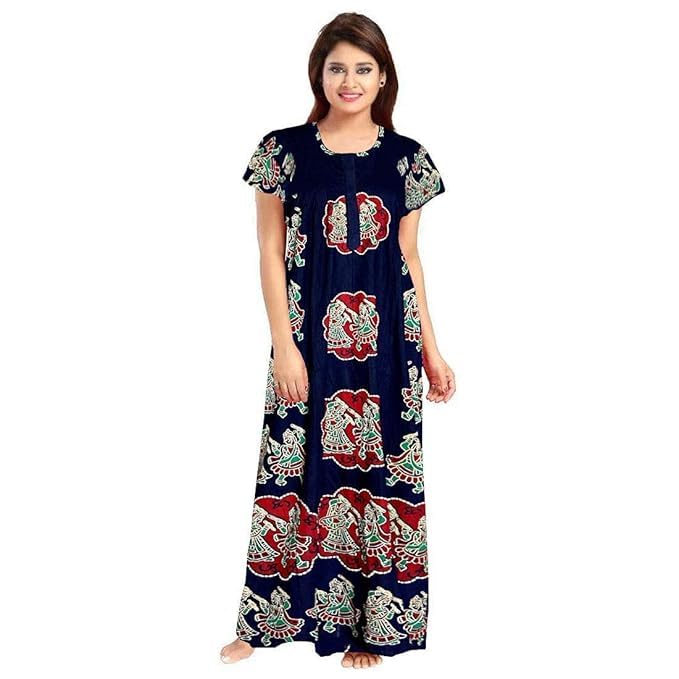 Vlazom Women's Cotton Nightgown – Pack of 4 Printed Maxi Nighties | Ankle Length Night Dress | Free Size Sleepwear (Option-22, Free Size) - Image 5
