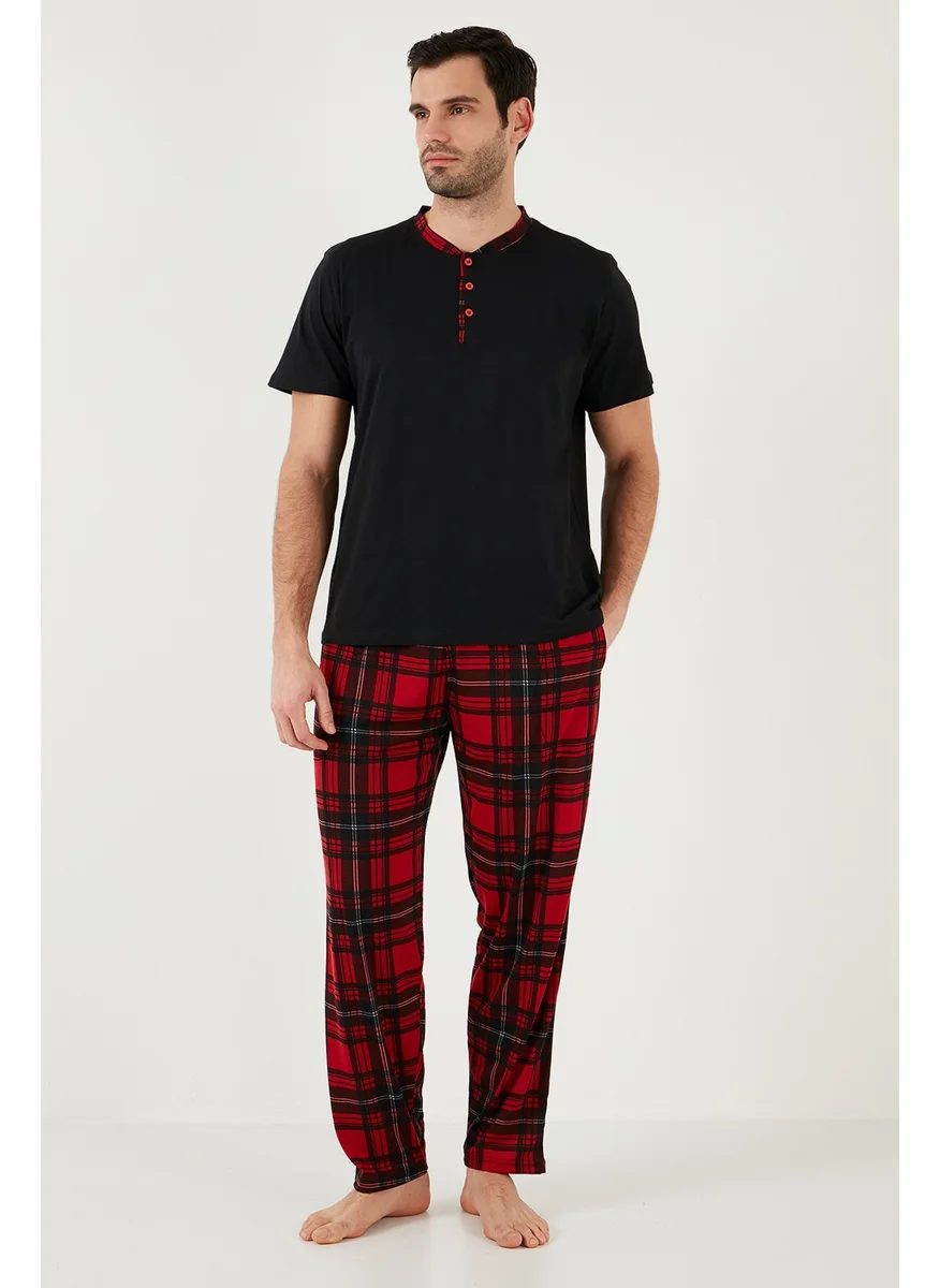 Buratti Plaid Cotton Regular Fit Short Sleeve Pajama Set Men's PAJAMAS SET 60961007