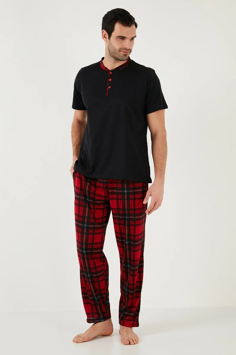 Buratti Plaid Cotton Regular Fit Short Sleeve Pajama Set Men's PAJAMAS SET 60961007