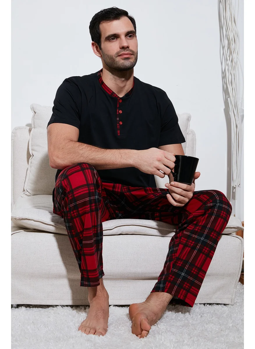 Buratti Plaid Cotton Regular Fit Short Sleeve Pajama Set Men's PAJAMAS SET 60961007