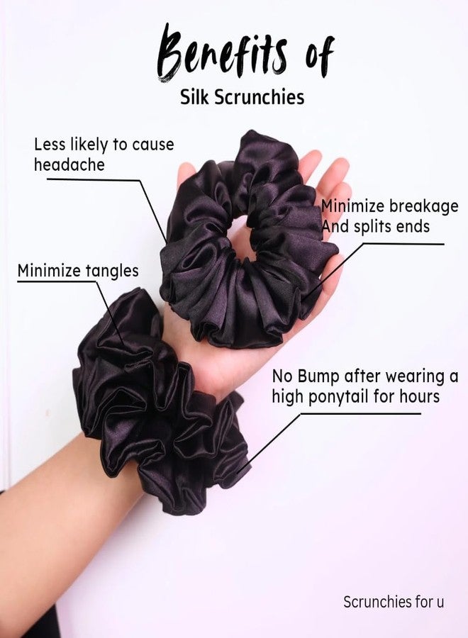 FOREWILD Premium Satin Scrunchies For Women and Girls, Hair Band for Women, Ponytail Holder, Rubber Band, Fluffy Scrunchies, Girls Hair Accessories, Skiny-Size, (Pack of 12) - Image 3