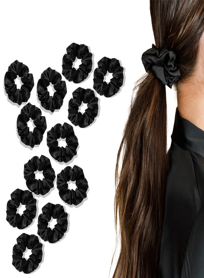 FOREWILD Premium Satin Scrunchies For Women and Girls, Hair Band for Women, Ponytail Holder, Rubber Band, Fluffy Scrunchies, Girls Hair Accessories, Skiny-Size, (Pack of 12) - Image 1