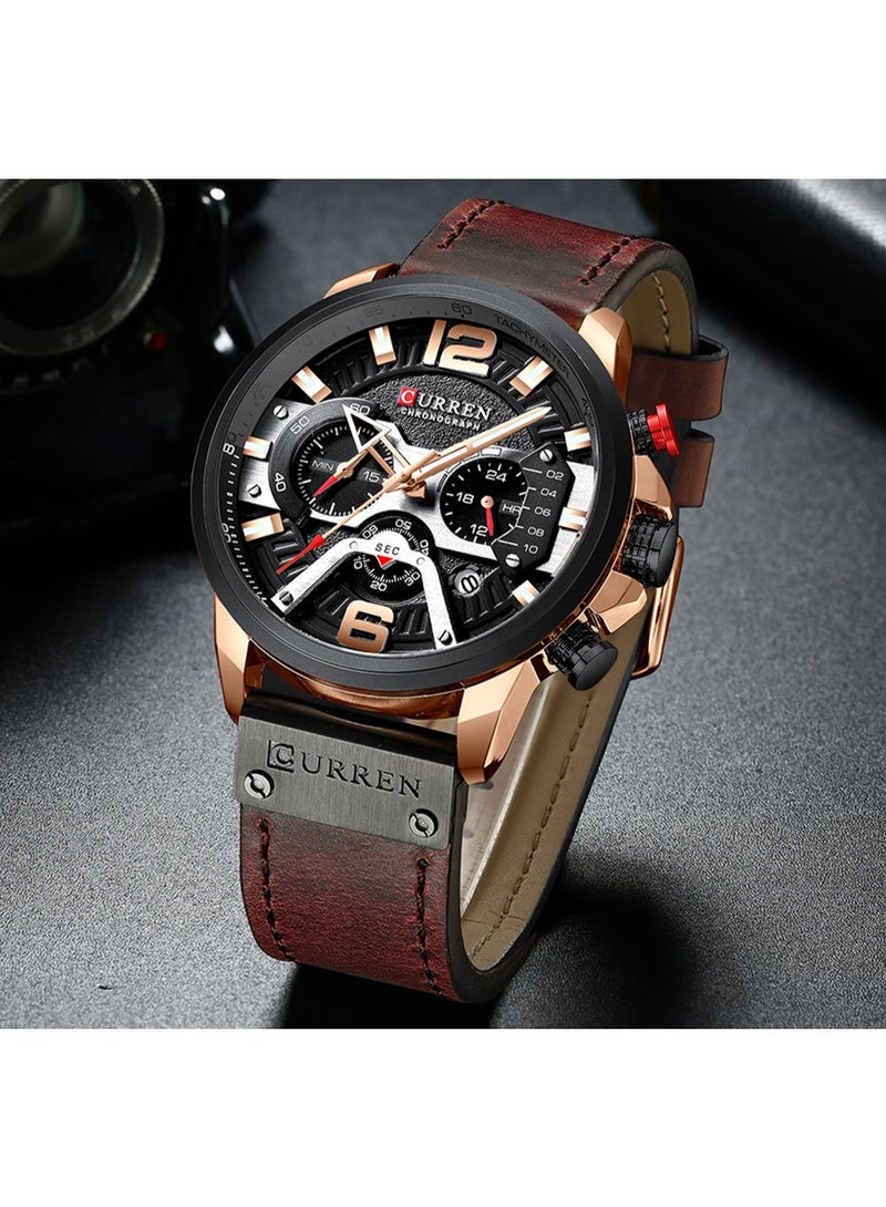 CURREN ساعة كيرين 8329 الأصلية للرجال بسوار مقاوم للماء كرونوغراف - Image 1