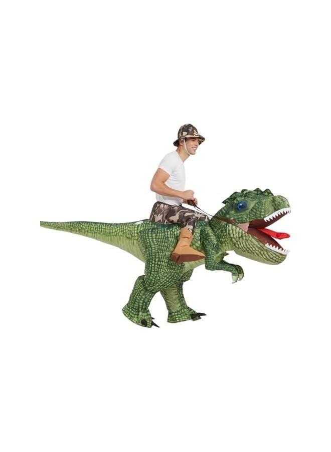 Loquat Inflatable Dinosaur Riding T Rex Air Blow up Funny Party  Costume for Adult - Image 1
