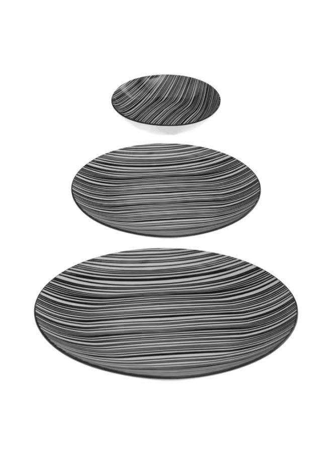 Secret de Gourmet 18-Piece Bohemia Zebra Dinner Set Black and White - Image 1