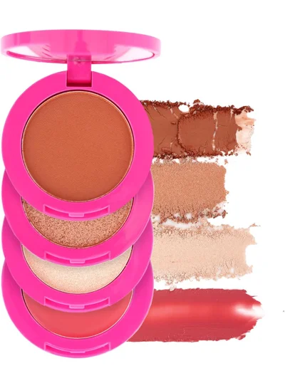 Swiss Beauty Swiss Beauty Cris Basic 4-in-1 Multi-Face Palette | Lip & Cheek Cream | 2 Eyeshadows | Highlighter | Dilulu, 6g