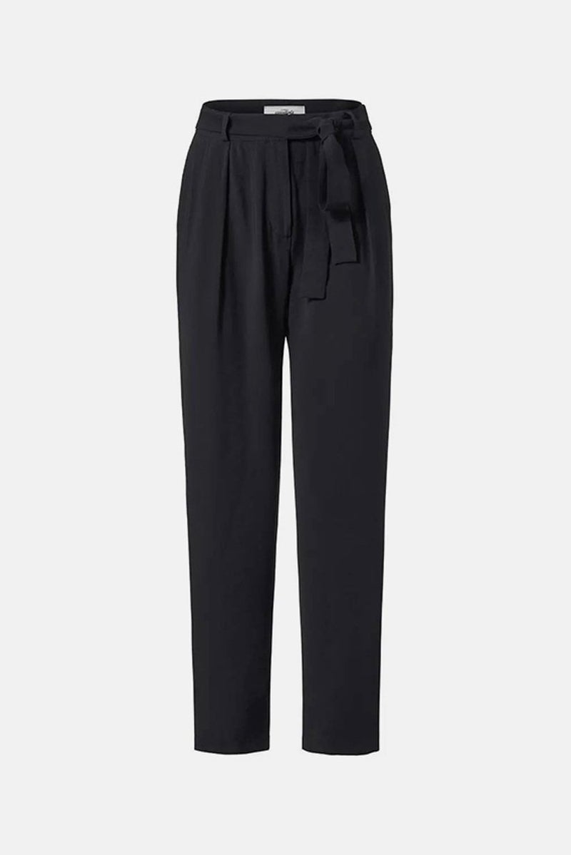 Tchibo Women Plain Tie Belt Woven Trousers, Black - Image 2