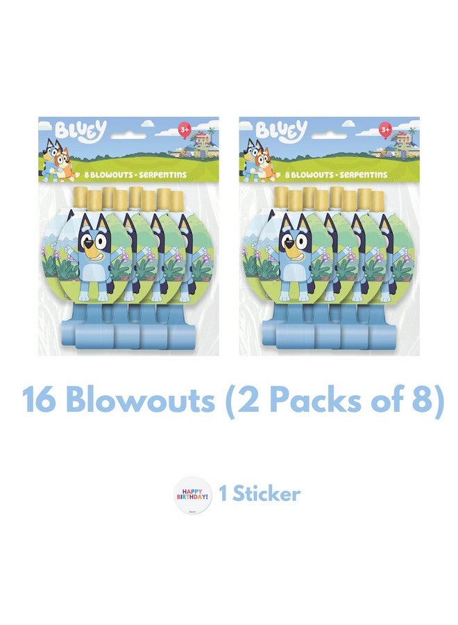 Unique Bluey Party Favors - Bluey Goodie Bags Stuffers - Bundle with 16 Goodie Bags, 16 Blowouts, Sticker - Birthday Party Decorations - Birthday Supplies - Image 3