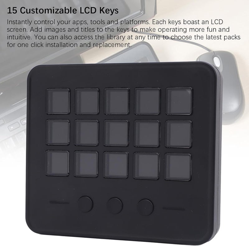 Cross product compatible GOWENIC Macro Keypad, Stream Controller Deck Gaming Streaming Shortcut Keyboard, 15 Customizable LCD Keys for OBS, Twitch,Discord, PC, Fade proof Efficiency boosted construction Shock rubber edge Dense material Dust proof Multi-use upgraded craftsmanship Fine detail Storage transit efficiency build Multi-source stock guarantee Remote area delivery Budget friendly sizing alternatives Multi-use detailed build Salt resistant coating Tight fitted parts Flexible anti-break Any KSA address orderable Integrated warehouse solution Non sticky surface Global light sturdy raw material Modern warehouse management Climate adapted delivery plan Balanced structure All environment compatible Simple multifunctional build - Image 3