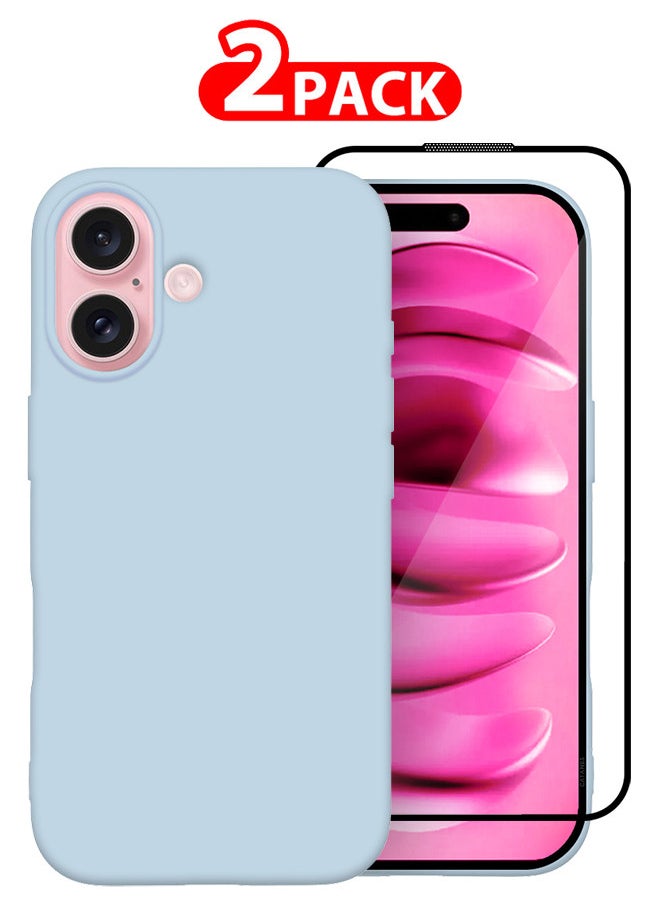 CATANES (for iPhone 16) 2 Pack Case and Screen Protector, Slim Silicone Case, Full Covered Anti Scratch Shockproof Protective Cover  - Image 1