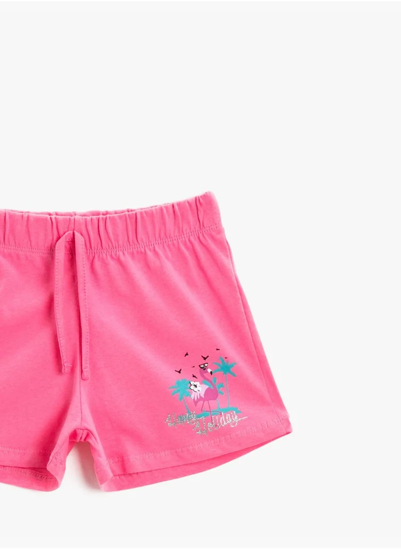 كوتن Drawstring Shorts Printed Cotton