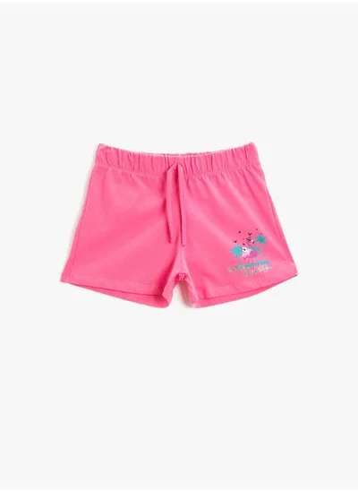 كوتن Drawstring Shorts Printed Cotton