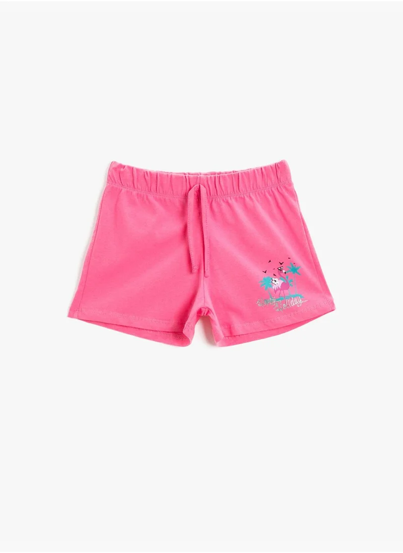 كوتون Drawstring Shorts Printed Cotton