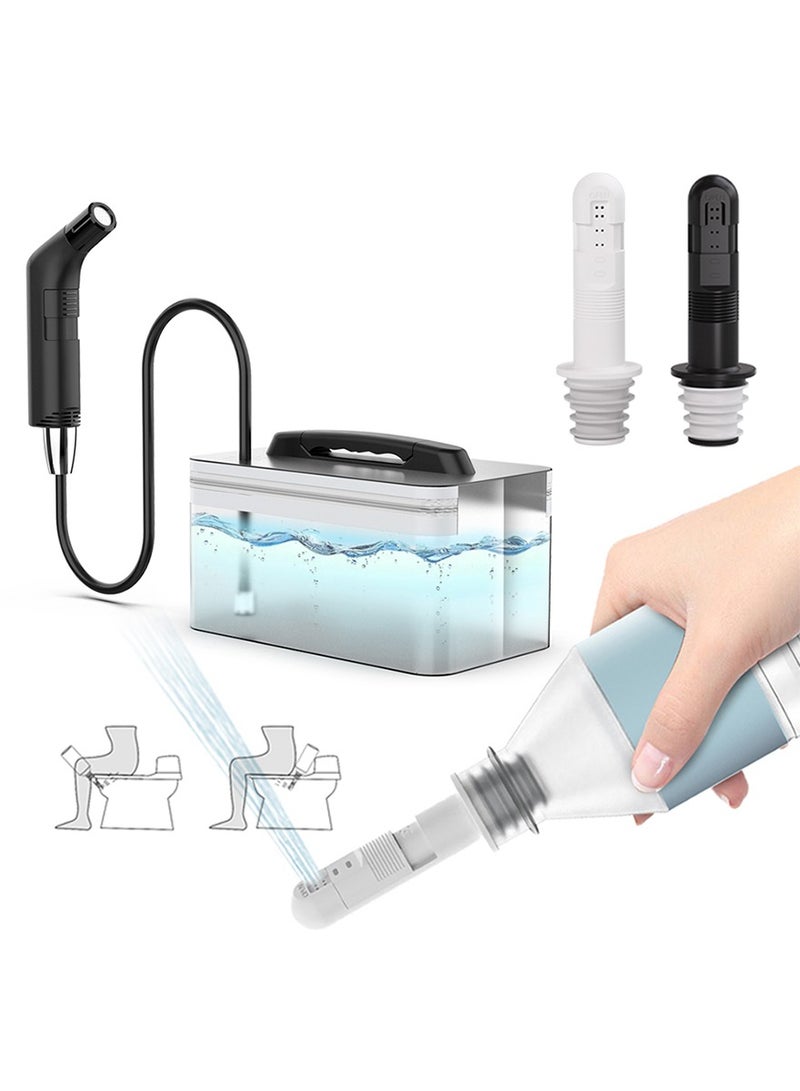 Portable Electric Shattaf Personal Travel Bidet Sprayer Kits Shower Spray Clean with 2.3L Water Storage and 2 Pack Mini Pocket Shattaf Sprayer, USB Rechargeable Bidet Sprayer, Handheld Bidet Sprayer for Travel , Bathroom and Outdoor Hiking - Image 1