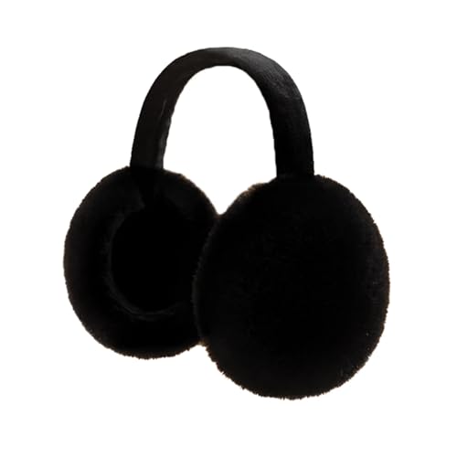 THE DDS STORE Muffs for Women - Winter Ear Warmers - Soft & Warm Cable Knit Furry Fleece Earmuffs - Ear Covers for Cold Weather Puffy Fluffy Earmuffs (Black) - Image 1