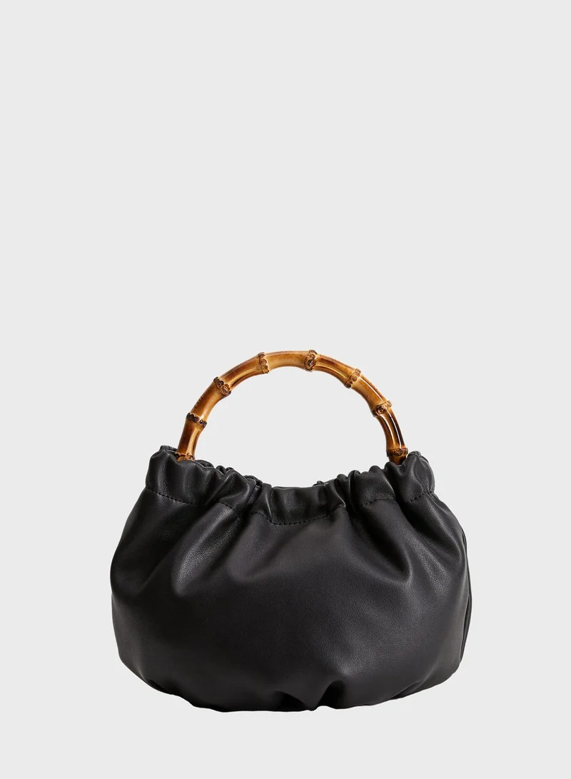 MANGO Saona Bamboo Handle Hobo