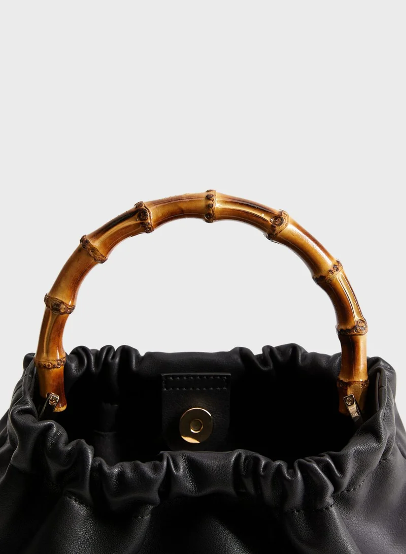 MANGO Saona Bamboo Handle Hobo