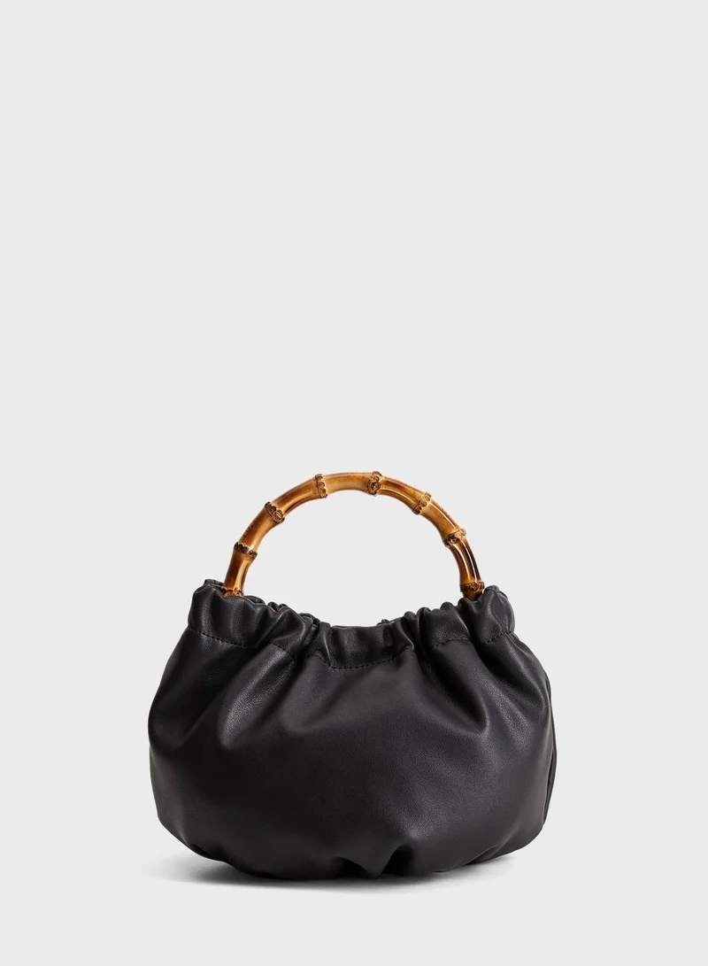 MANGO Saona Bamboo Handle Hobo