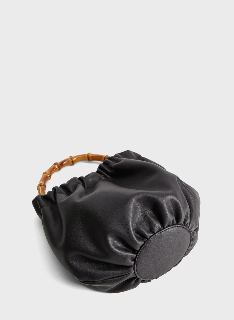 MANGO Saona Bamboo Handle Hobo