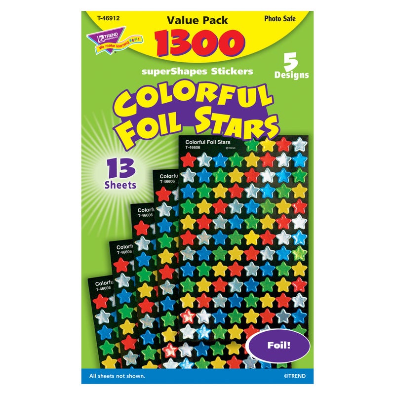Trend Colorful Foil Stars superShapes Stickers by TREND Enterprises, Inc. 1300 Pieces; 7/16" Incentive Chart Size - Image 5
