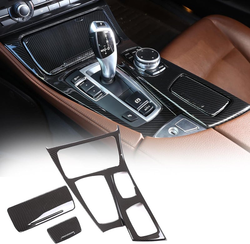 Sekhyna Control Gear Shift Panel Cover Trim for BMW 5 Series F10 2011-2017 - 3PCS ABS Carbon Accessories - Image 1