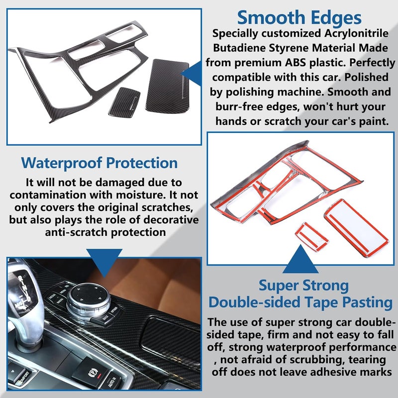 Sekhyna Control Gear Shift Panel Cover Trim for BMW 5 Series F10 2011-2017 - 3PCS ABS Carbon Accessories - Image 3