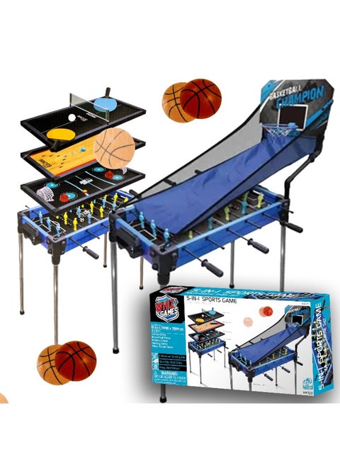 Graffic Giraffe 5 in 1 Multi Game Table | Combination Arcade Set for Home | Soccer, Basketball, Bowling, Hockey and Table Tennis Table for Kids | 32 Inches Combo Game Table | Perfect Indoor Toys