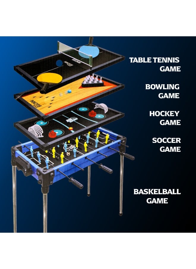 graffic Giraffe - Graffic Giraffe 5 in 1 Multi Game Table | Combination Arcade Set for Home | Soccer, Basketball, Bowling, Hockey and Table Tennis Table for Kids | 32 Inches Combo Game Table | Perfect Indoor Toys - Image 1