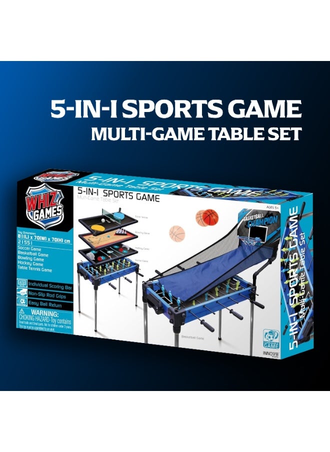 graffic Giraffe - Graffic Giraffe 5 in 1 Multi Game Table | Combination Arcade Set for Home | Soccer, Basketball, Bowling, Hockey and Table Tennis Table for Kids | 32 Inches Combo Game Table | Perfect Indoor Toys - Image 1