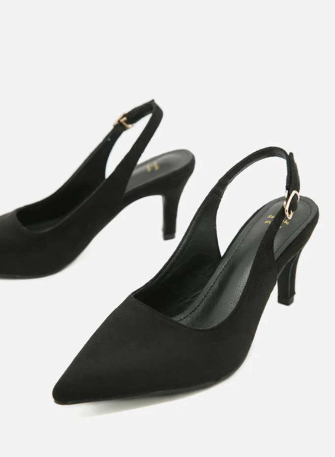 Sneak-a-Peek Plain Pointed Toe Stiletto Heel Slingback Shoes