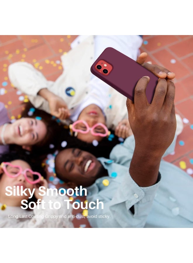 جراب متوافق مع iPhone 12 Mini، جراب رفيع من السيليكون السائل بثلاث طبقات مغطى بالكامل بمطاط جل ناعم مع غطاء جراب من الألياف الدقيقة 5.4 بوصة - (أحمر نبيذي) - Image 5