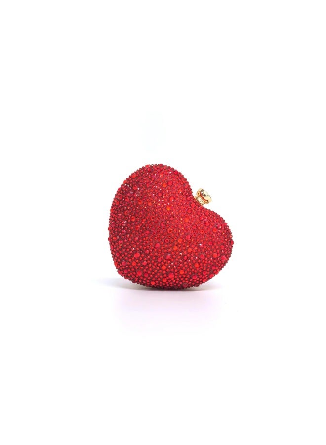 New Full Diamond Love Bag Double Chain Mini Red Love Crossbody Bag Bridal Evening Bag Dress Handbag